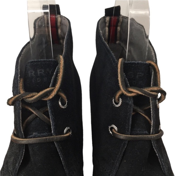 Sperry Top Sider Harlow Black Suede Lace Up Wedge Booties - Sz 7 - Picture 7 of 14